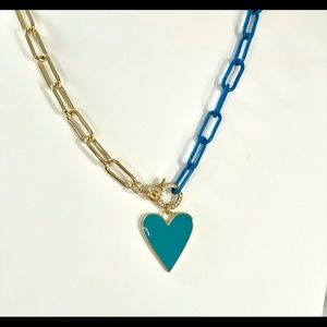 Blue tone and gold paper chain link with…